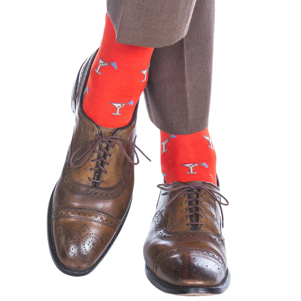 DAPPER CLASSICS ORANGE 19TH HOLE MARTINI GLASS MID-CALF