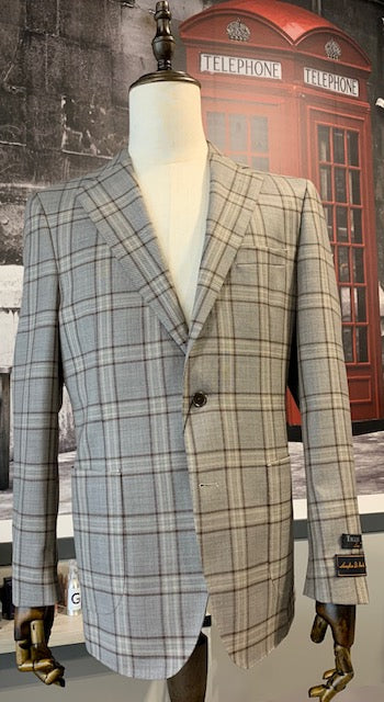 Tiglio Luxe Brown Plaid Sport Coat