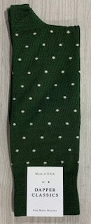 Dapper Socks Forrest Green with Cream Dots Mid Calf