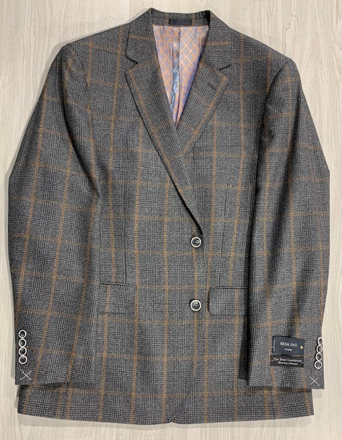 TG Signature Series Grey and Orange Plaid Sport Coat