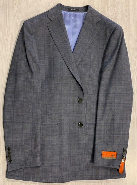 Enzo Grey and Blue Windowpane Super 150's Modern Fit Suit