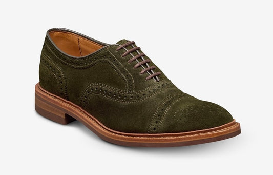 Allen Edmonds Strandmok Cap-toe Oxford with Dainite Rubber Sole in Hunting Green Suede