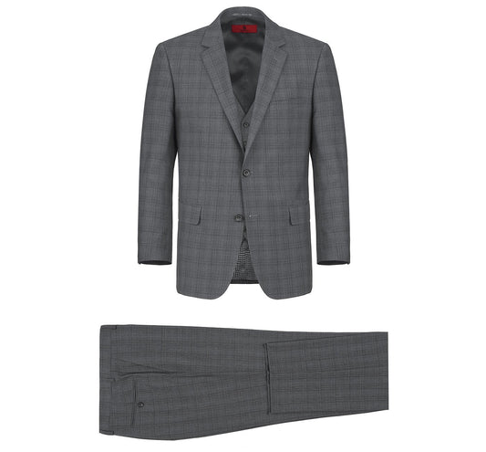 Renoir 278-1 Men's 3-Piece Classic Fit Single Breasted Windowpane Suit