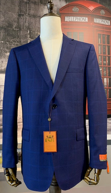 Enzo Super 150's Virgin Wool Navy Windowpane Suit