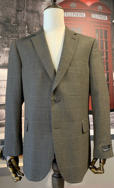 Olive Houndstooth Notch Lapel Sport Coat in a Classic Fit