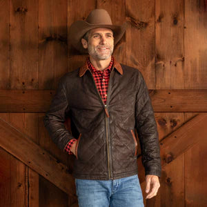 Madison Creek Hickory Quilted Waxed Goat Suede Leather Jacket