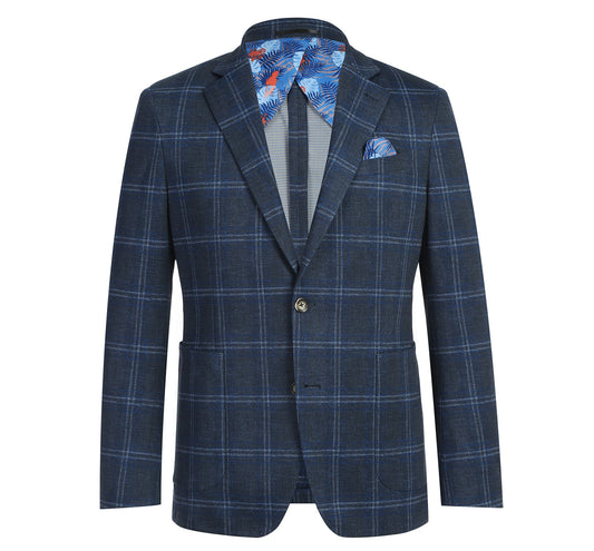 PS21-6 Men's Blazer Slim Fit Half Canvas Blue Sport Coat