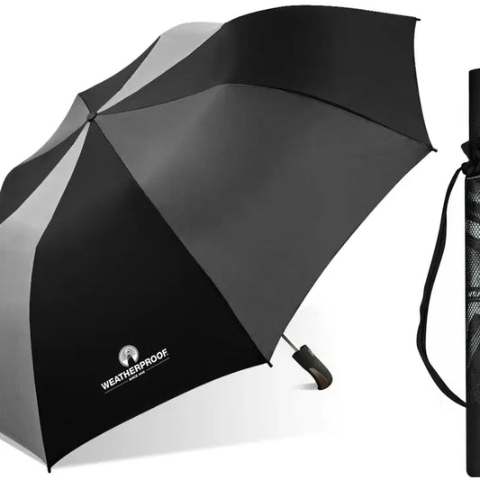 Weatherproof 56" Folding Two-Person Auto Umbrella-Gray Tones