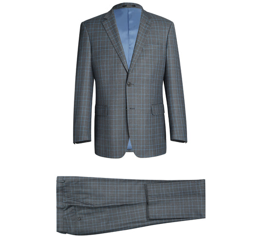 Renoir 293-5 Men's Two Piece Classic Fit Windowpane Check Dress Suit