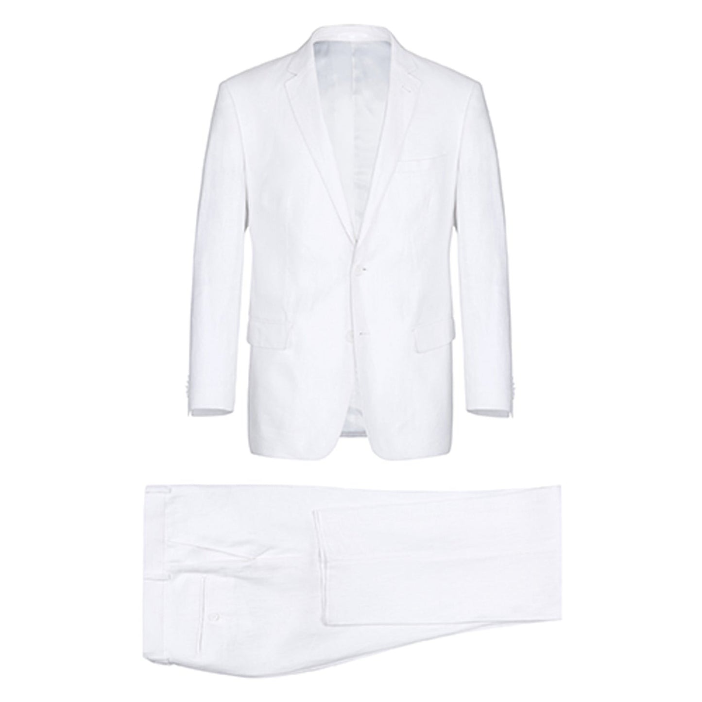 601-20 Men's Notch Lapels White Solid Linen Suits