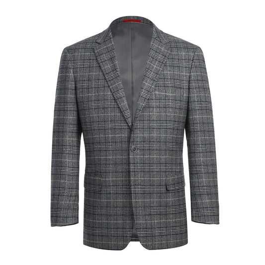Renoir Classic Fit Grey and Navy Plaid Sport Coat 294-21