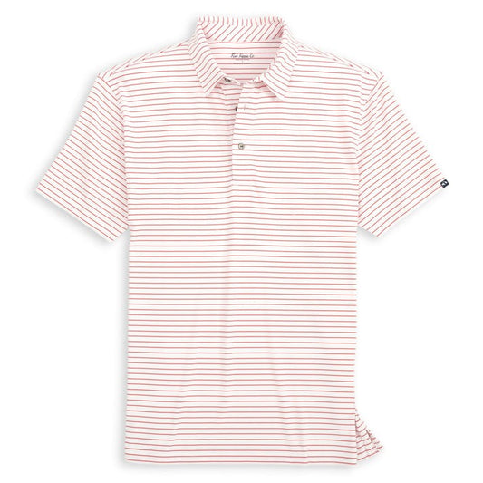 Fish Hippie Knox White and Red Stripe Performance Polo