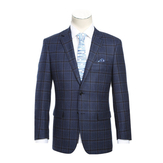 Renoir 563-13 Men's Classic Fit Wool Checked Blazer