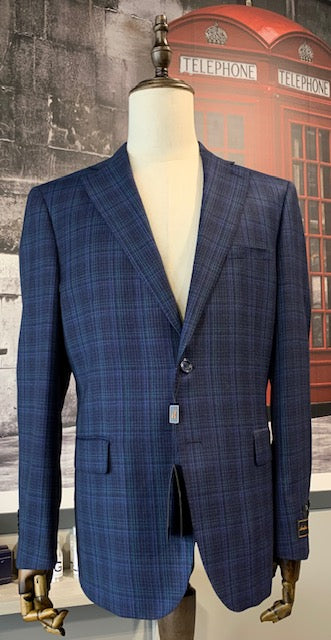 Tiglio Luxe Navy with Green Plaid Sport Coat