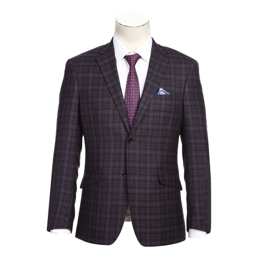 Renoir 563-9 Men's Slim Fit Wool Blend Checked Blazer