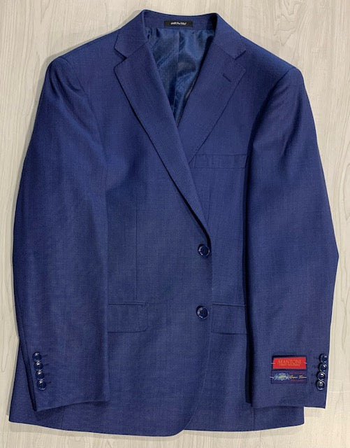 Mantoni Blue Birdseye 100% Wool Classic Fit Suit