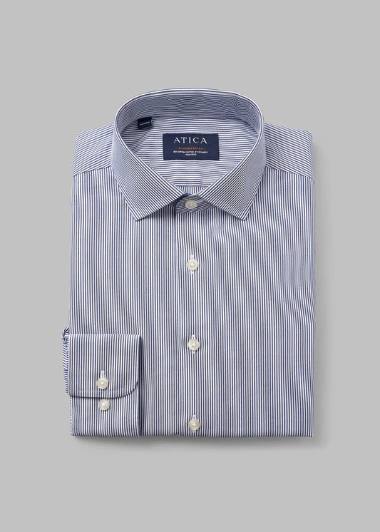 Atic Oxfordshire Navy Stripe Dress Shirt Contemporary Fit