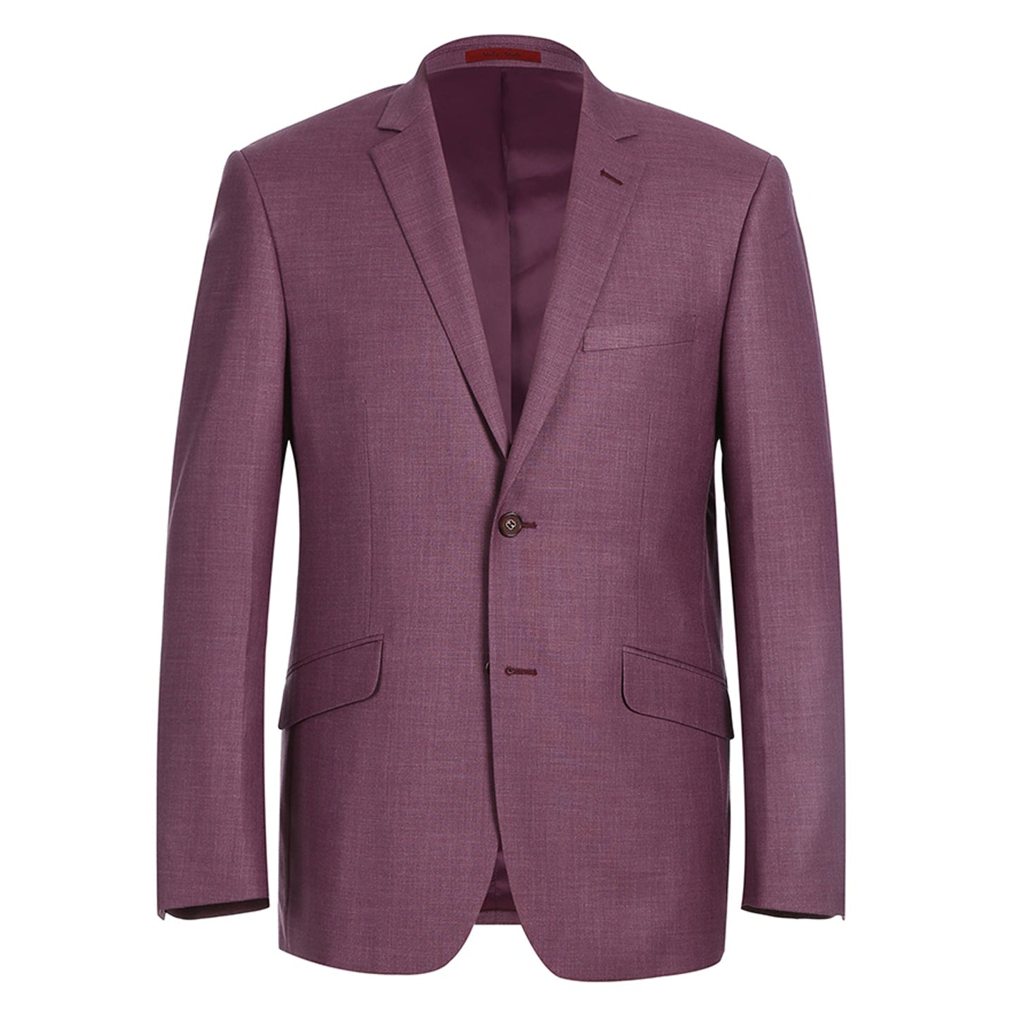 Renoir 293-16 Men's Slim Fit Notch Lapels Berry Solid Suits