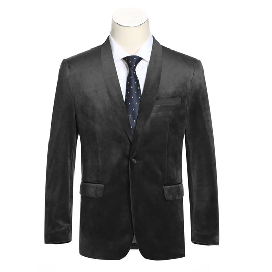 290-10 Men's Slim Fit Stretch Black Shawl Tuxedo Blazer