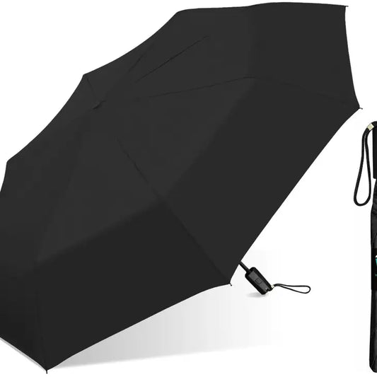 Weather Zone 39" Automatic Folding Compact Umbrellas in Solid Black