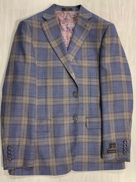 Tiglio Blue and Tan Plaid Sport Coat