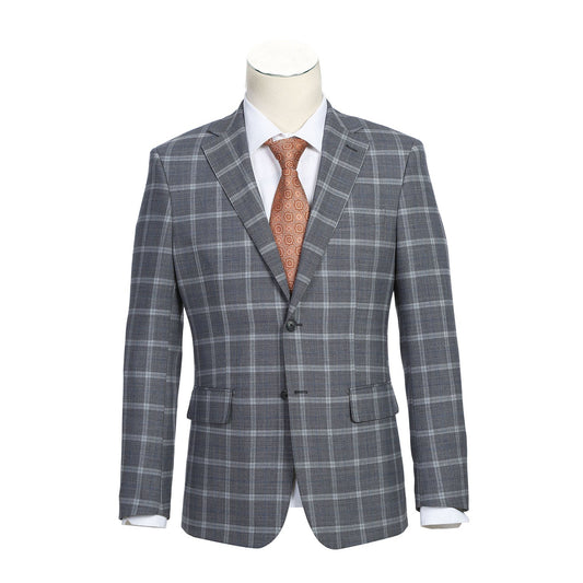 English Laundry EL72-60-092 Gray Plaid Notch Wool Suit