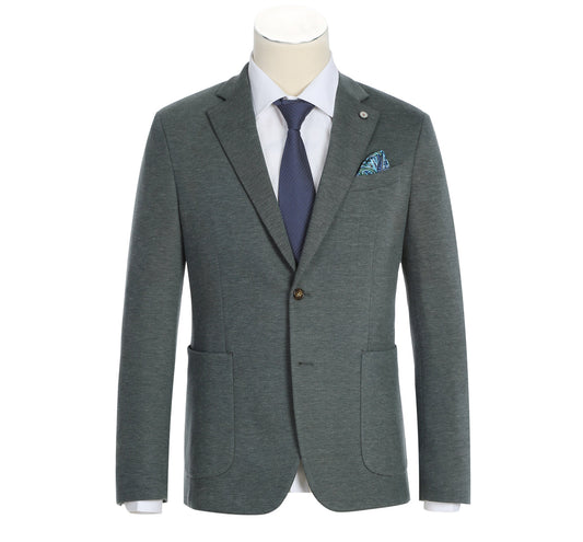 PF21-4 Men's Slim Fit Half-Canvas Solid Gray Suit Jacket