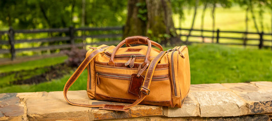Weekender Leather Trimmed Canvas Duffle Bag by Madison Creek