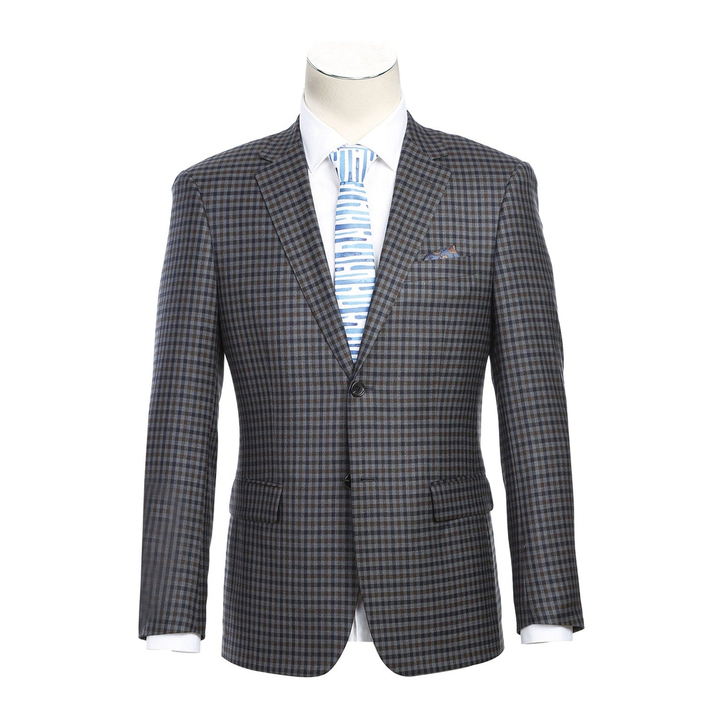 563-10 Men's Slim Fit Wool Checked Blazer