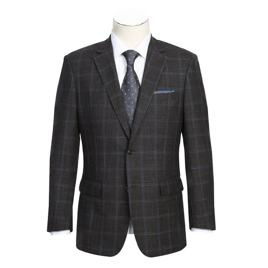 Renoir 563-6 Men's Classic Fit Wool Blend Checked Blazer