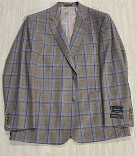 TG Signature Series Taupe and Navy Windowpane Sport Coat