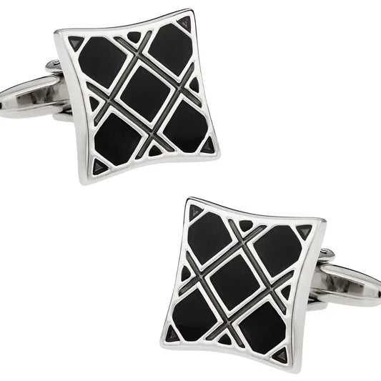 Black Plaid Cufflinks