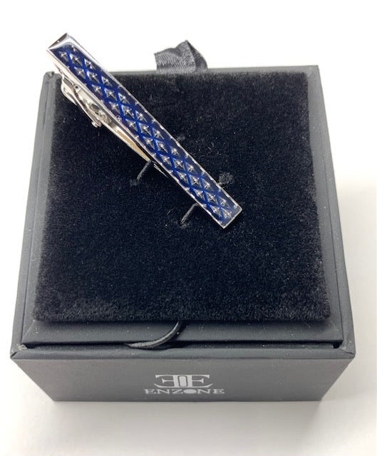 Tie Bar Blue with Silver