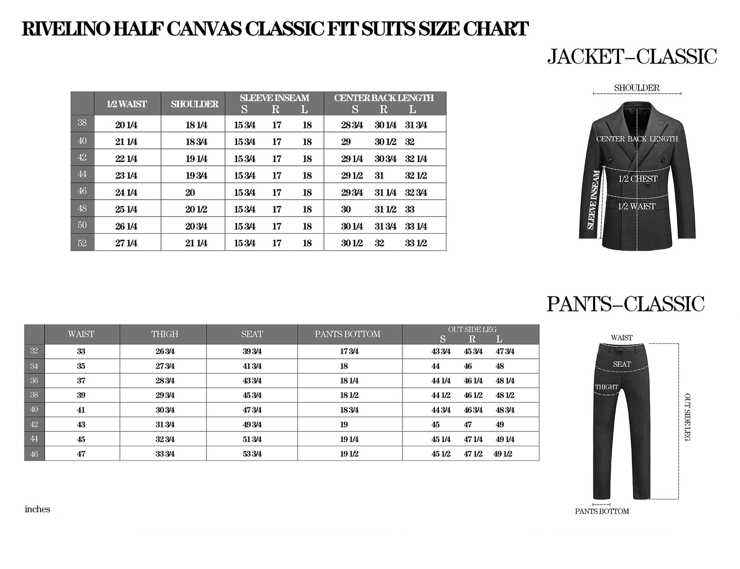 RHC100-1 Men's Black Half-Canvas Suit