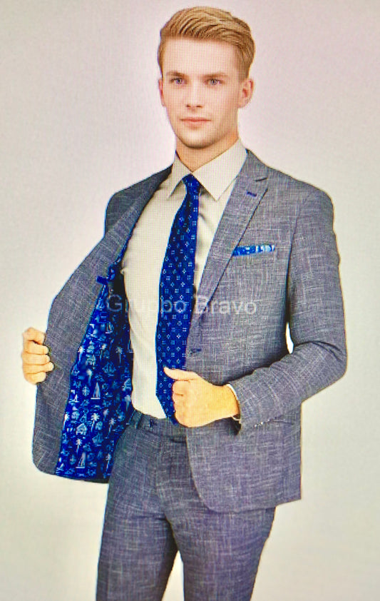 Manchester and Tailor Light Blue Tickweave Slim Fit Suit