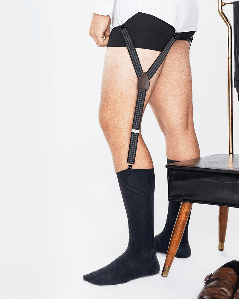 Houndstooth Black Shirttail Garters