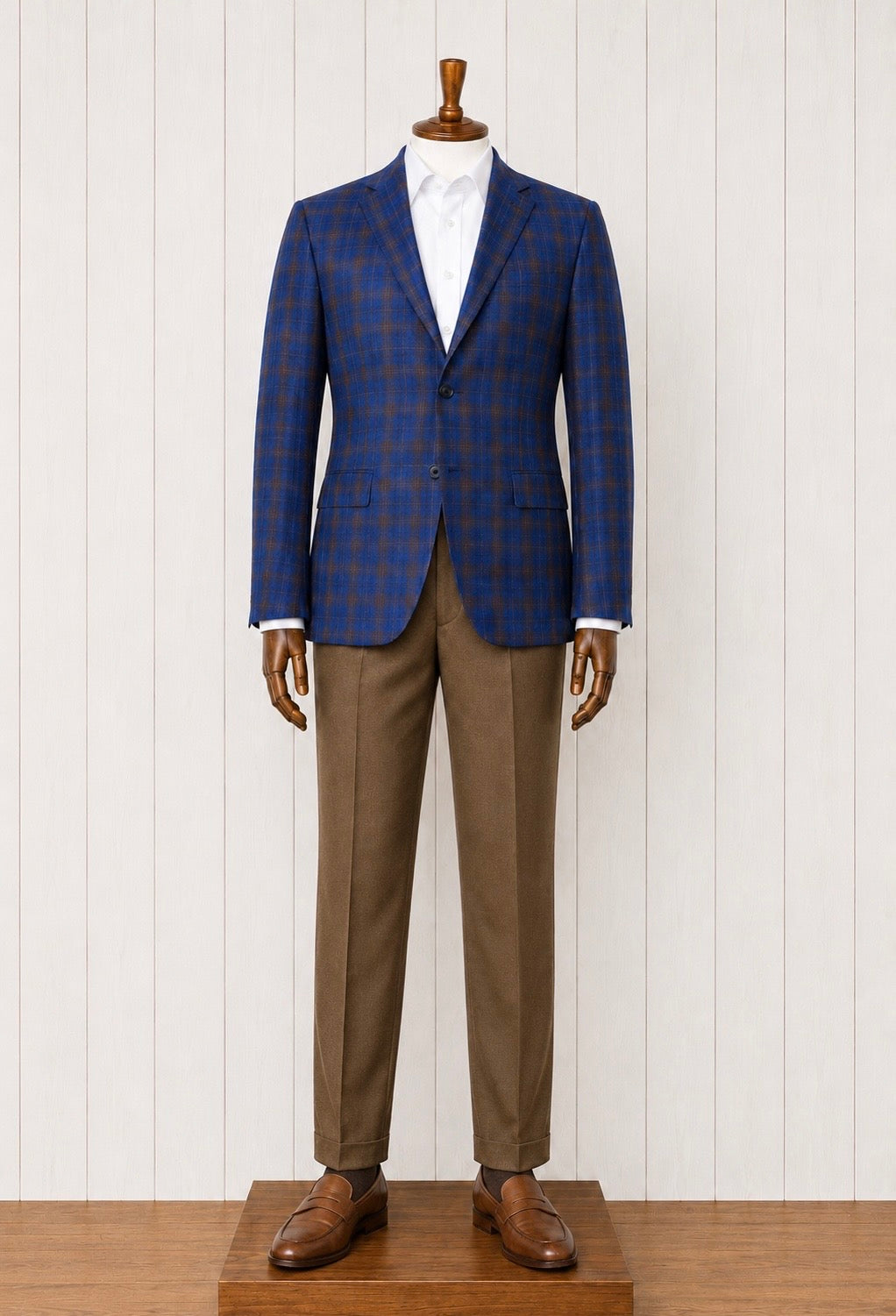 Tiglio Blue and Brown Plaid Sport Coat