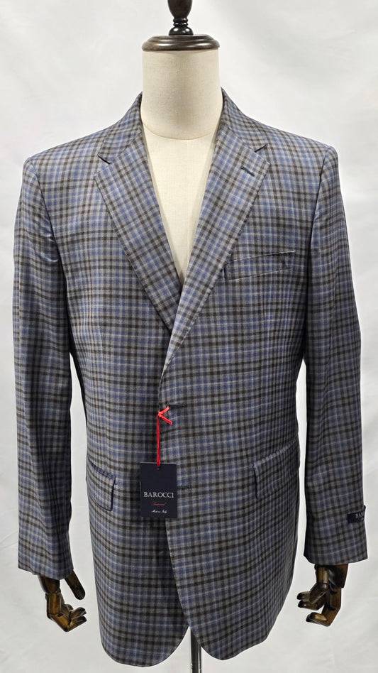 Barocci Grey, Blue and Brown Plaid Sport Coat