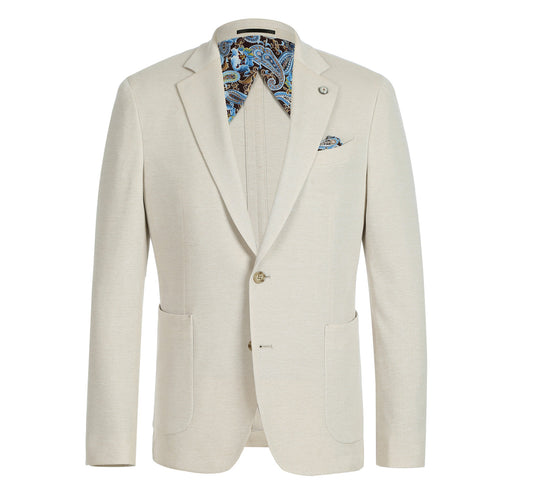 PS22-2 Men's Half Canvas Beige Solid Blazer