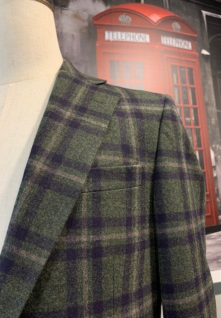 Canaletto Olive and Navy Plaid Sport Coat