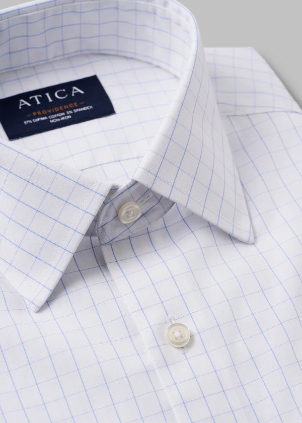 Atica Providence Light Blue Windowpane Dress Shirt Contemporary Fit