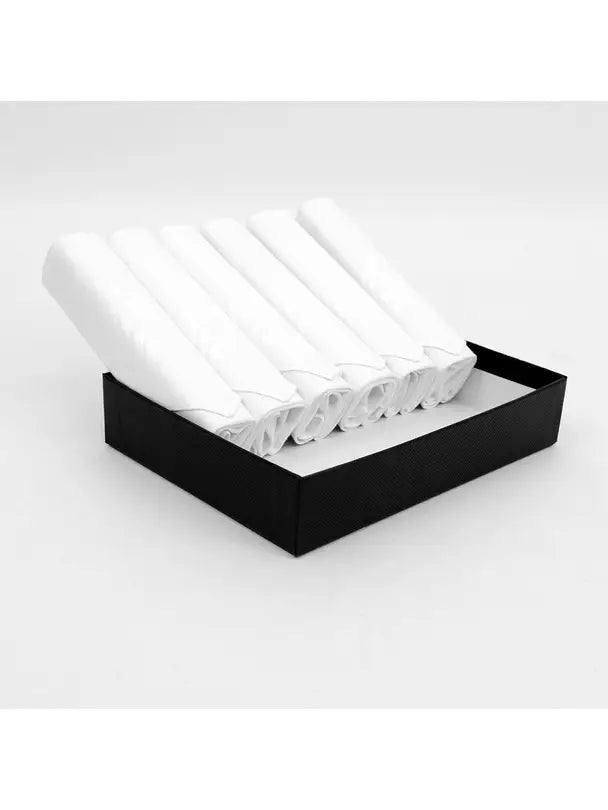 Handkerchiefs Boxed Men's Cotton Plain 6pcs Set