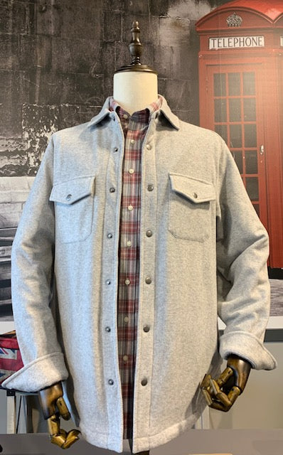 Claassen Luxury 100% Cotton Button Down Grey and Red Lightweight Flannel Sport Shirt