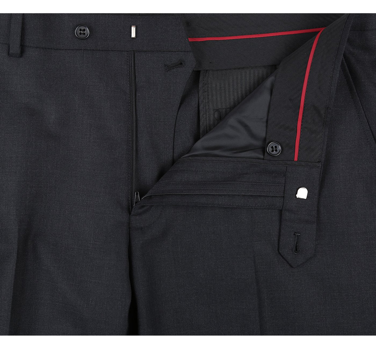 Renoir Charcoal Slim Fit Flat Front 100% Wool Suit Pant