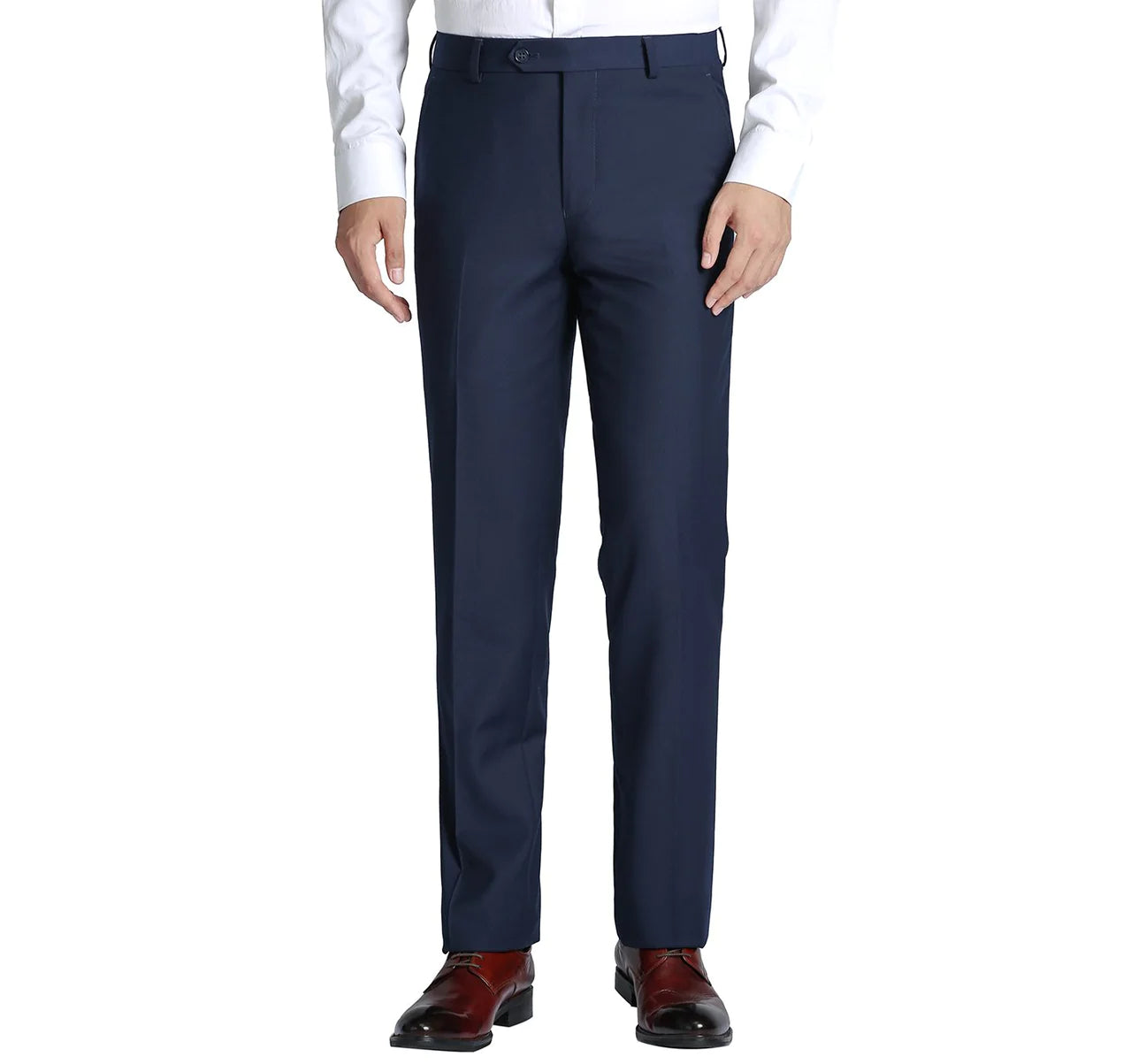 Renoir Navy Slim Fit Flat Front Suit Pant