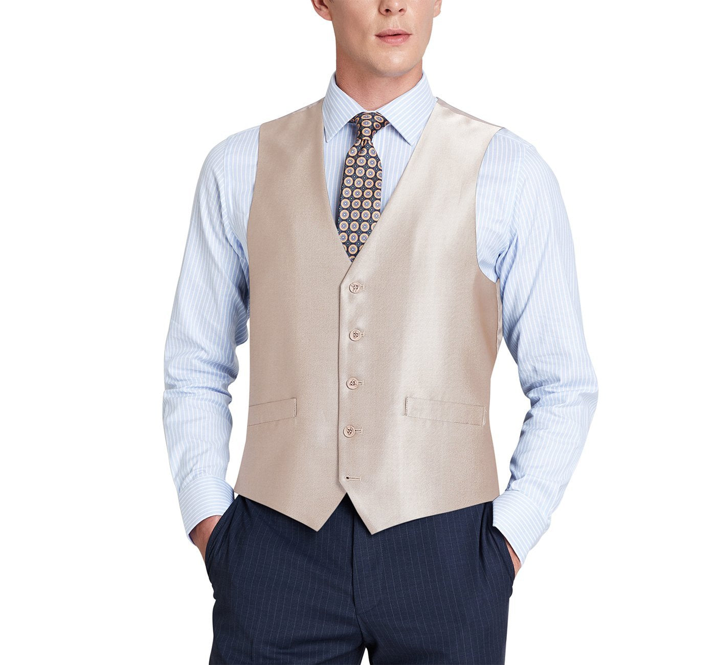 207-3 Men's Classic Fit Sharkskin Suit Vest