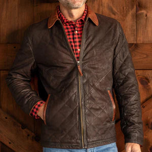 Madison Creek Hickory Quilted Waxed Goat Suede Leather Jacket