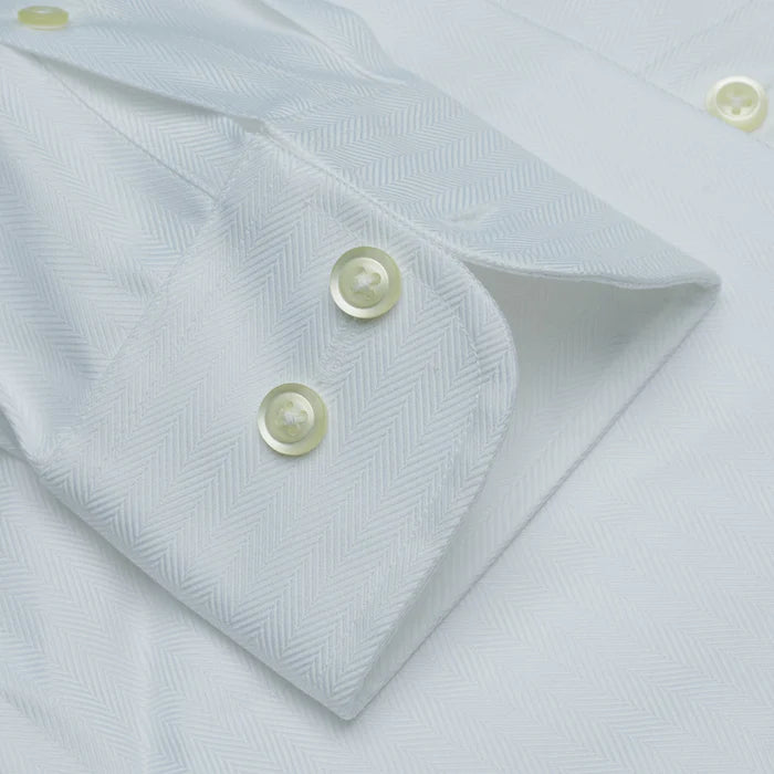 Cooper and Stewart 100% Cotton Non-iron Tailored Fit Herringbone Dress Shirt