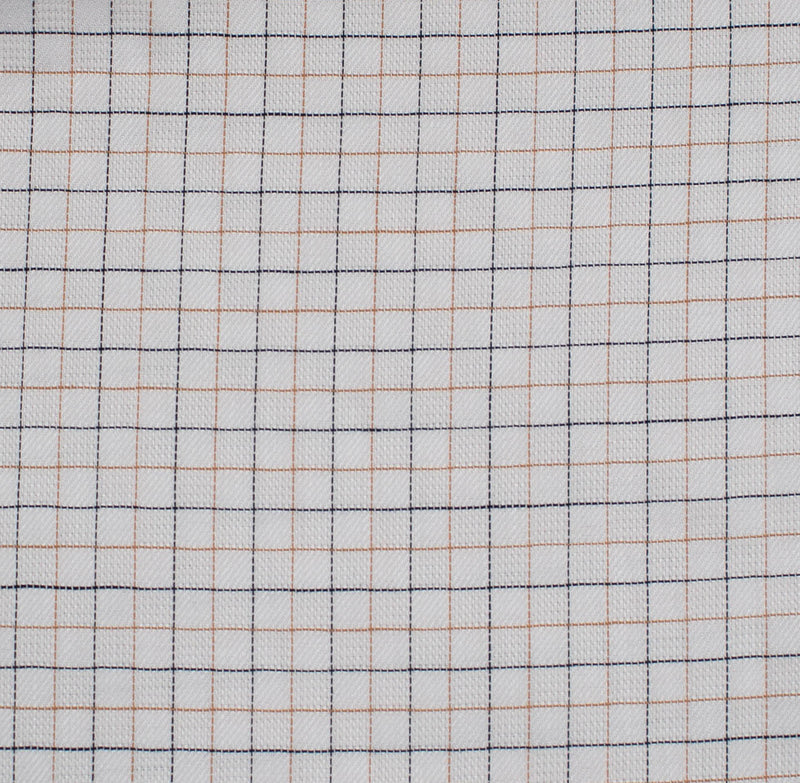 Cooper and Stewart White Grid with Tan and Black Check on Dobby Button Down Non-Iron Shirt