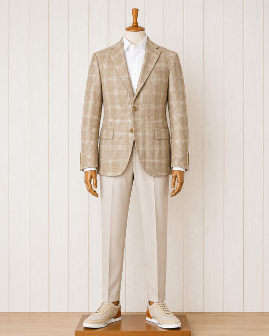 TG Signature Series Light Brown and Tan Plaid Sport Coat on sale